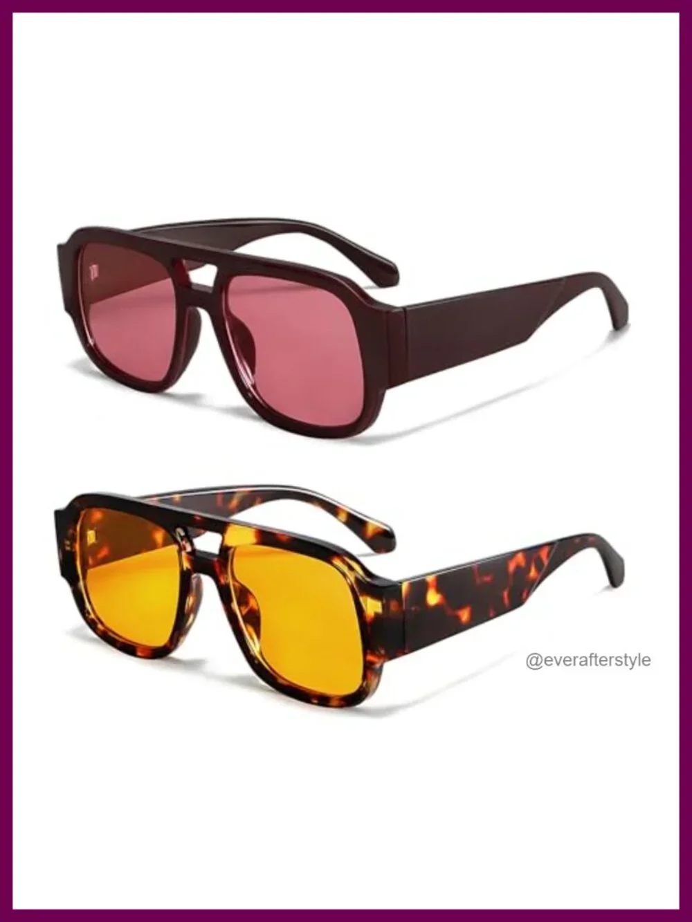 Retro Oversized Aviator Sunglasses Square Double Bridge UV400